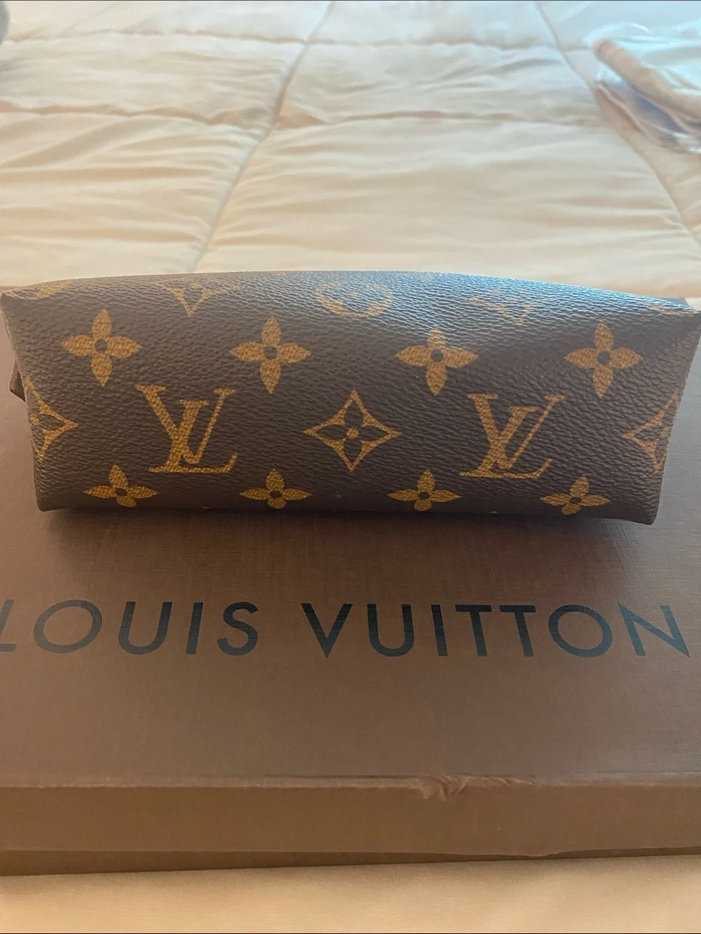 Louis Vuitton Monogram Pattern Cosmetic Case - Brown & Gold Accents